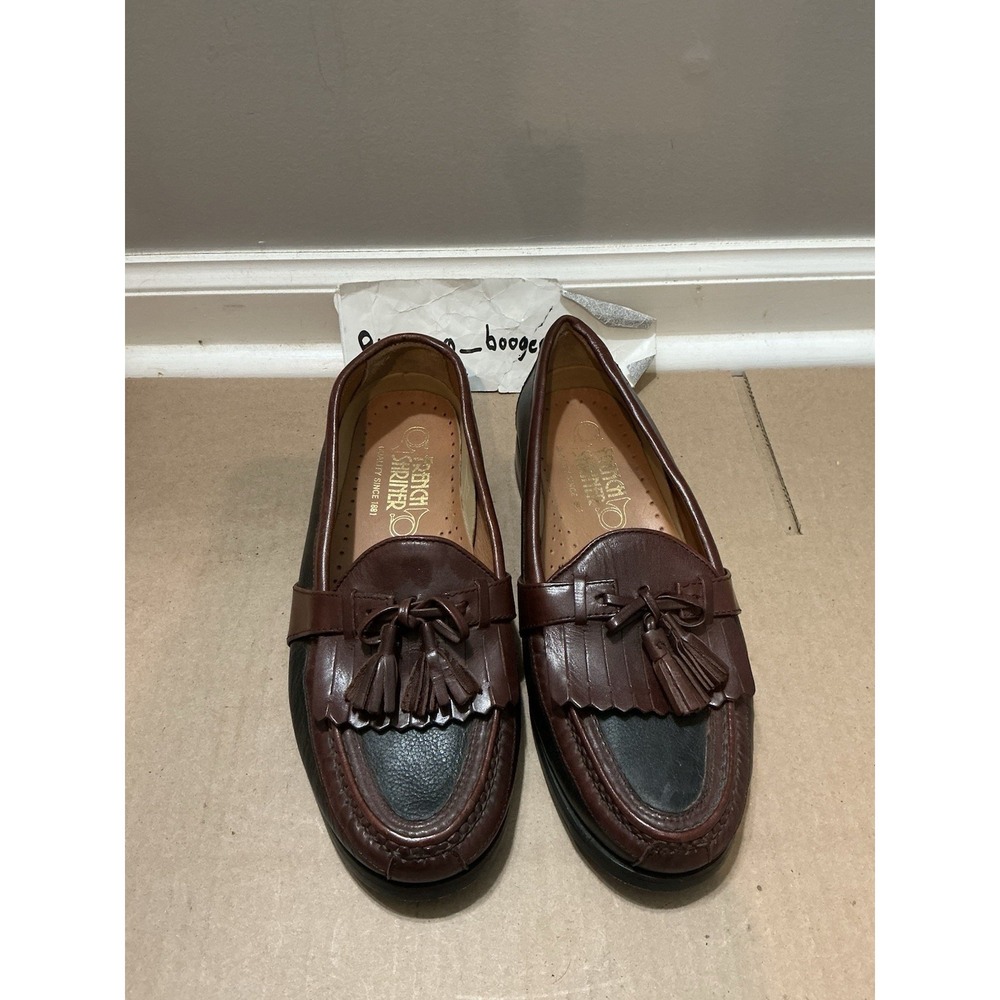 French Shriner Boca Mens 25050 Sz 8M Black Brown Leather Kiltie Tassel Loafer
